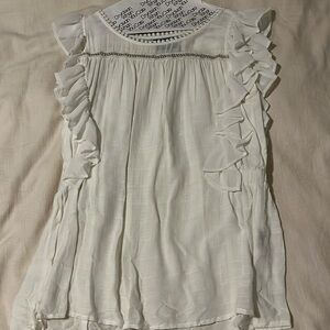 Whire gauzy Nanette Lepore top with silver detail